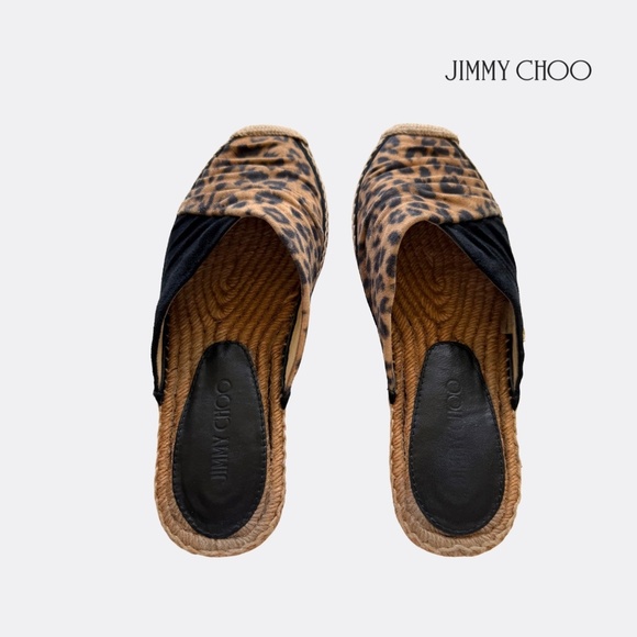 Jimmy Choo Leopard Print Espadrille Flat Sandals / Mules Size EU 38 - Picture 3 of 10